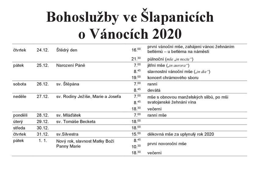 Bohoslužby o Vánocích